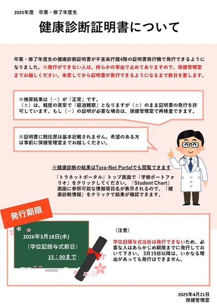 健康診断証明書について